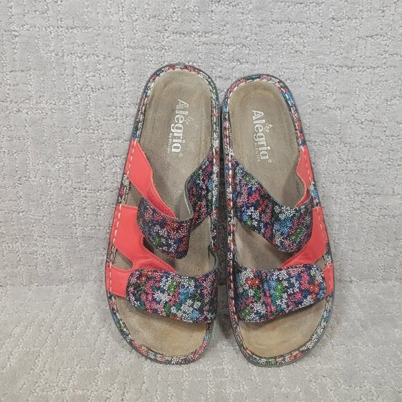 Alegria PG Lite Womens Size 42 Slide Leather Floral Wedge Sandals - Picture 7 of 11